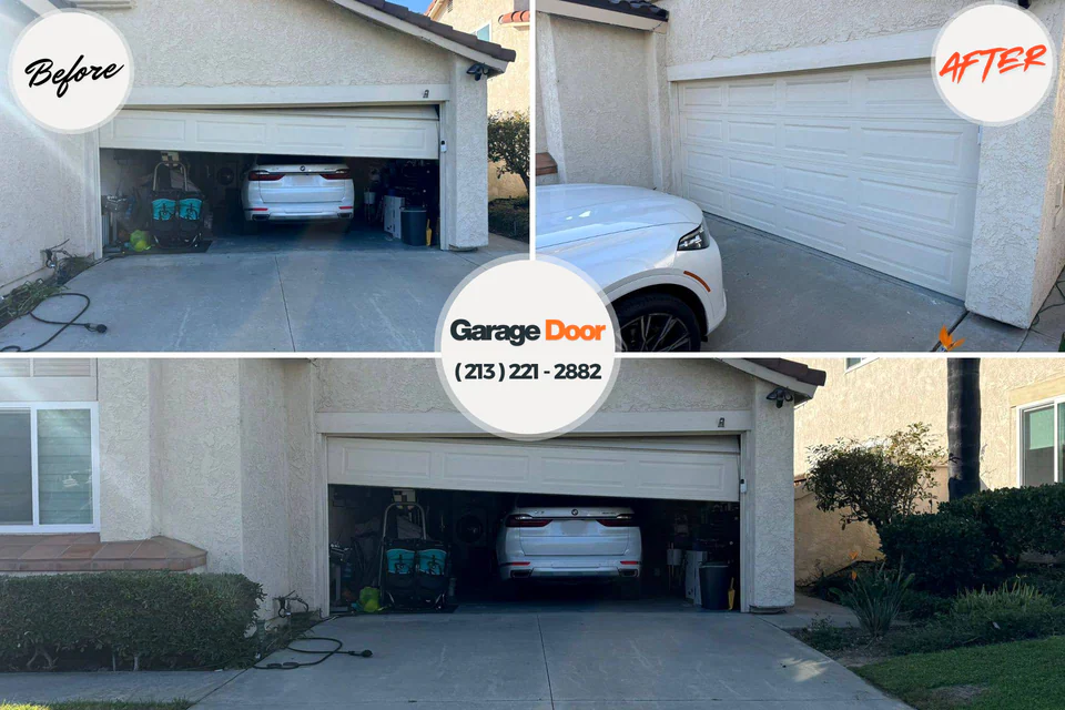 Before and after: garage door repair Runaway Bay, TX